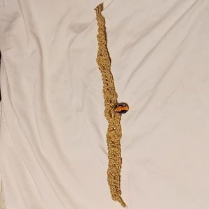 Vintage handmade hemp choker with mushroom glass bead